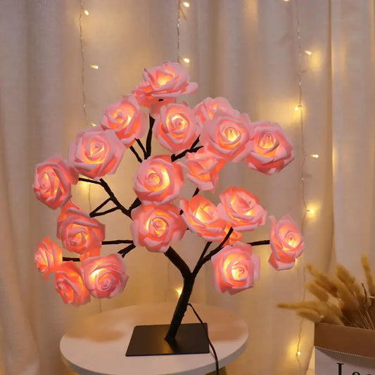 24 LED Rose Tree Light – USB Powered Fairy Flower Lamp for Bedroom, Home, Wedding, and Holiday Decoration