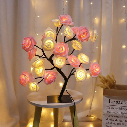 24 LED Rose Tree Light – USB Powered Fairy Flower Lamp for Bedroom, Home, Wedding, and Holiday Decoration