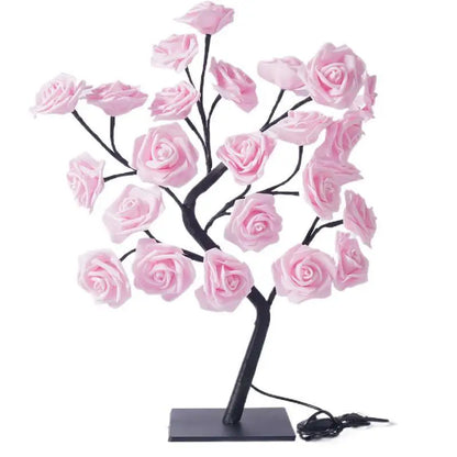 24 LED Rose Tree Light – USB Powered Fairy Flower Lamp for Bedroom, Home, Wedding, and Holiday Decoration