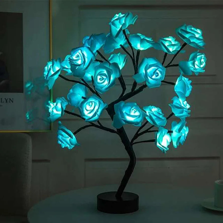 24 LED Rose Tree Light – USB Powered Fairy Flower Lamp for Bedroom, Home, Wedding, and Holiday Decoration