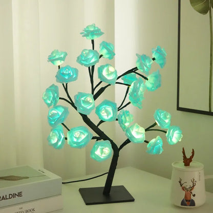 24 LED Rose Tree Light – USB Powered Fairy Flower Lamp for Bedroom, Home, Wedding, and Holiday Decoration