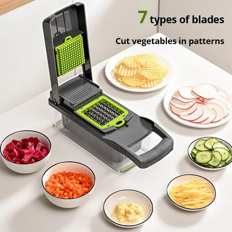 1Pc Green Black 12 in 1 Multifunctional Vegetable Slicer 6~12days