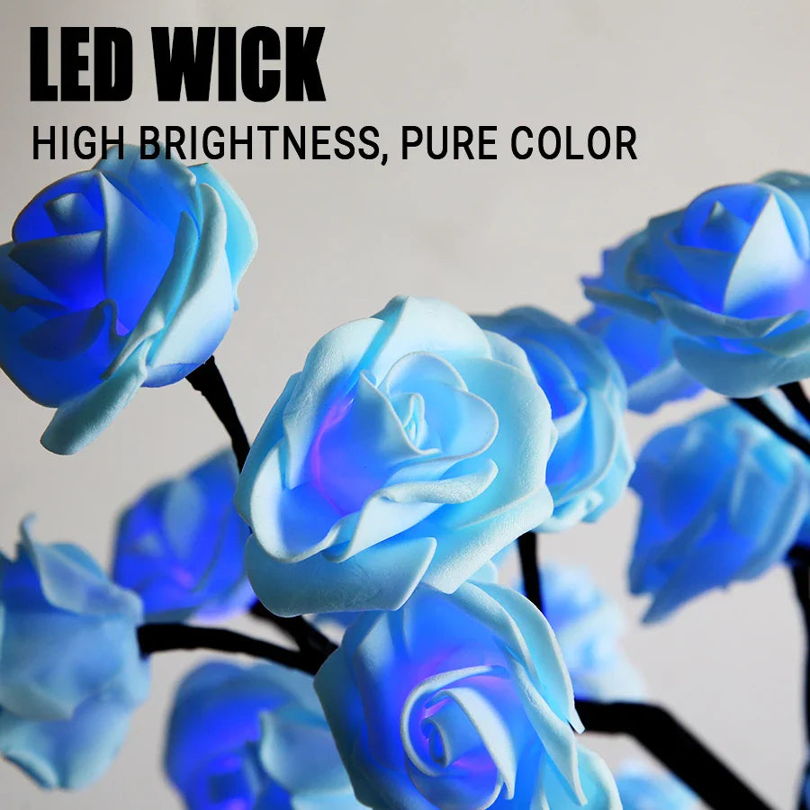 24 LED Rose Tree Light – USB Powered Fairy Flower Lamp for Bedroom, Home, Wedding, and Holiday Decoration