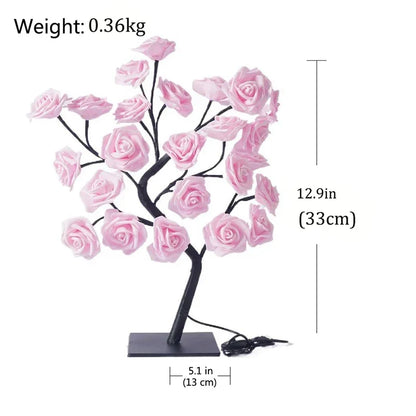24 LED Rose Tree Light – USB Powered Fairy Flower Lamp for Bedroom, Home, Wedding, and Holiday Decoration