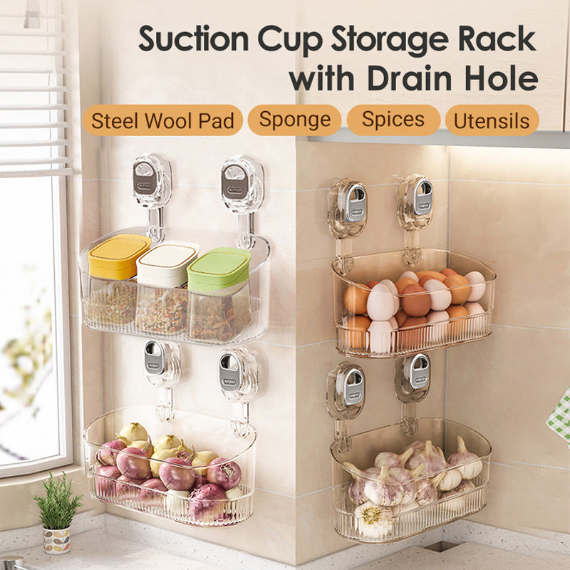 🔥New Upgrade 🍃Hot Sale 50% Off🔥Suction Cup Storage Rack with Drain Hole【Factory direct sales】