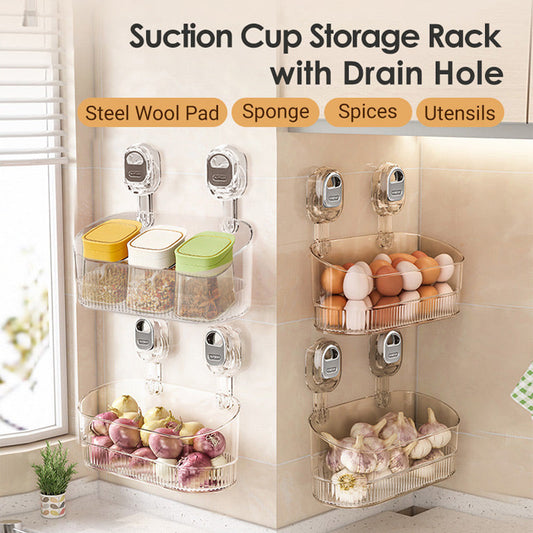 🔥New Upgrade 🍃Hot Sale 50% Off🔥Suction Cup Storage Rack with Drain Hole【Factory direct sales】